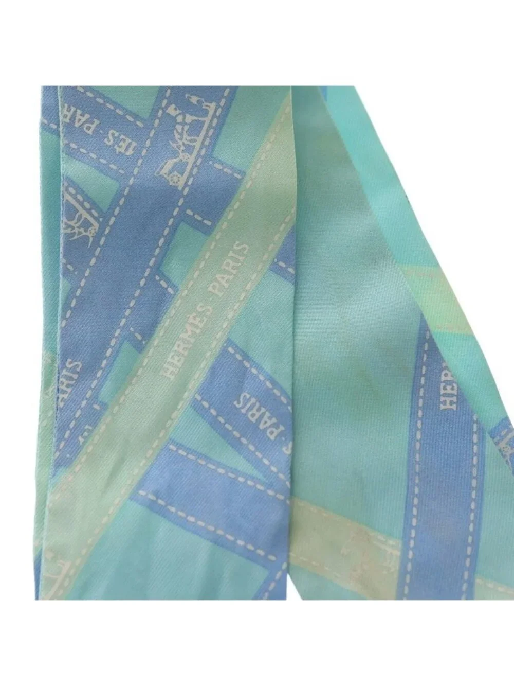 Hermes Twilly Bolduc Ribbon Blue Scarf - Picture 2 of 6